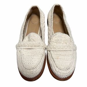 CHLOE Women’s Kalya Ivory Cotton Crochet Slip On Loafers 41 US 10.5
